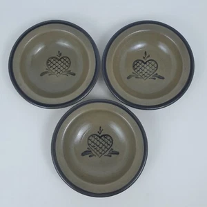 Rowe Pottery Works 8" Bowls Gray Heart Handcrafted Vitrified Stoneware Set of 3 - Picture 1 of 7