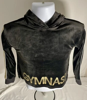 Sudadera con Capucha Justice Active Niñas Talla 10 Manga Larga Negra Terciopelo Dorado Gimnasta Foto 1 de 4
