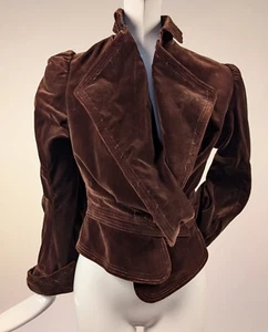 EARLY EDWARDIAN VELVET JACKET W PUFF SLEEVES + LARGE LAPELS - Picture 1 of 5