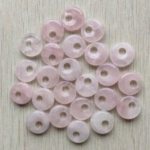 Cionondoli ciambella quarzo rosa naturale pietra rosa gogo 18 mm 12 pz all'ingrosso - Foto 1 di 3
