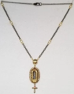 † COLLAR COLGANTE ANTIGUO de bolsillo raro santuario de bolsillo Sagrado Corazón de Jesús † - Imagen 1 de 6