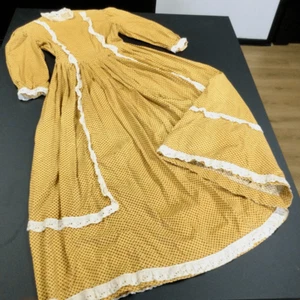 Vintage handgefertigtes Damen Elfenbein Senfgelb Prärie Maxikleid Small/Medium - Bild 1 von 10