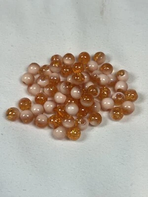 50 8mm Crackle Glass Beads Orange-Red & White - Image 1 of 3