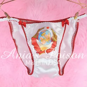Bragas Bikini Vintage Años 80 Estilo SATÉN Sissy Comunista URSS FUn Cuerdas Talla 5-9 - Imagen 1 de 2