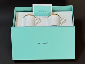 Tiffany & Co. Gold Band Demitasse Cup & Saucer 2pcs Set Authentic with Box - Picture 1 of 24