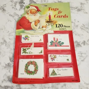 Vintage Christmas Gift Tags and Cards Santa Holly Blue Bird Christmas Tree USA - Picture 1 of 2