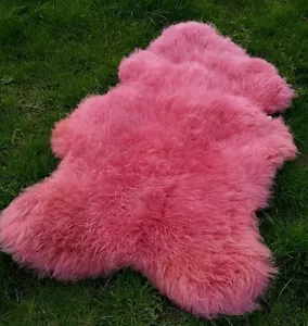 Real XL Sheepskin Lambskin Fur Top Tanning Pink 43 5/16in - Picture 1 of 2