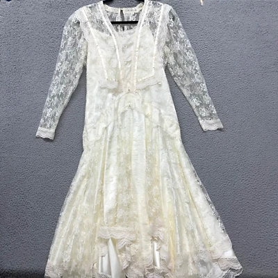 Vestido Jessica McClintock Talla 11/12 Encaje Prarie Victoriano Cottagecore De Colección Novia Foto 1 de 4