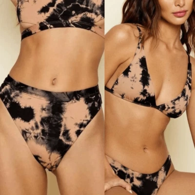 Novo com etiquetas- Dippin Daisys- Biquíni Playa Top & Cintura Alta Atrevida Cueca Tie-dye, M - Imagem 1 de 4