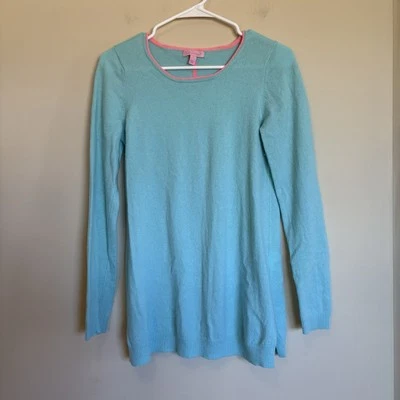 Suéter de Cachemira Collins Azul Sereno Verde Azulado LILLY PULITZER Talla Pequeña Foto 1 de 4