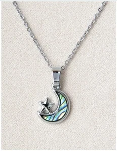 Wild Pearle Abalone Necklace Star & Moon - Picture 1 of 1