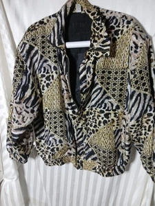 Vtg Designer FUDA International 90s Bomber Jacket Plus Size Silk coat gold Sexy - Picture 1 of 5
