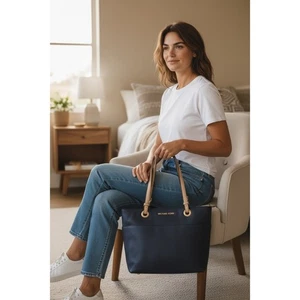 Michael Kors Umhängetasche Tasche dunkelblau Leder Pebbled Leather - Bild 1 von 16