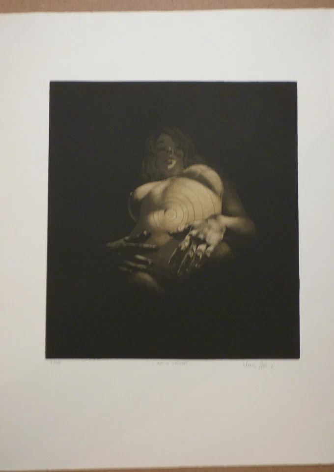 Klaus Böttger 1942-1992 Farbradierung "Akt im Zielkreis" Ungerahmt - Bild 1 von 4