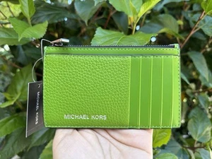 MICHAEL KORS JET SET TRAVEL COOPER TARJETERO CUERO CARTERA VERDE SELVA - Imagen 1 de 11