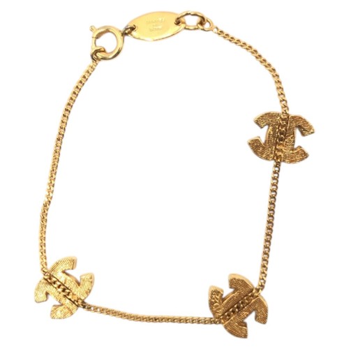Bracciale Chanel Vintage Coco Mark Oro Metallo Strass Donna 7 1in 