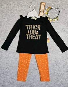 Btween Girls Size 4 Halloween Set Includes Top, Leggings, Headband Candy Corn - Picture 1 of 16