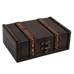 Caja del Tesoro para Niños 6.2" Cofre del Tesoro Pirata Pequeña Caja Decorativa de Madera... - Imagen 1 de 7