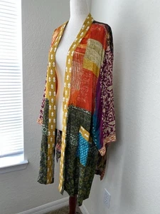 Coprigiacca artistica indossabile 3x spolverino kimono ricamato patchwork John Mark - Foto 1 di 7