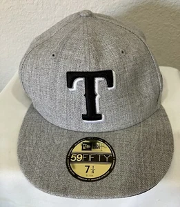 Men's New Era Gray Texas Rangers 59FIFTY Fitted Hat Cap Size 7 1/4 - Picture 1 of 7