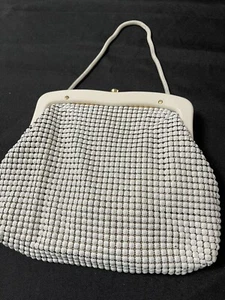 House Of Mesh White Handbag Glomesh Vintage Gold Metal Clasp Top - Picture 1 of 8