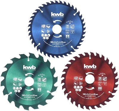 KWB Hartmetall Kreissägeblatt 160 x 25/20/16 mm (auswählen) 18/30/40 HM Zähne