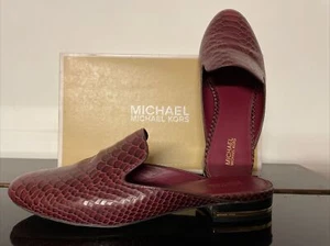 Michael Kors Womens Natasha Slide Embossed Printed Leather Mulberry 8M/ 38.5EUR - Picture 1 of 14