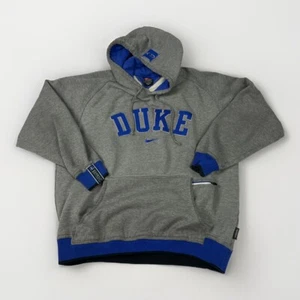 VTG Y2K Nike Duke Center Swoosh Hoodie Sweatshirt Mens Large Gray NCAA - Picture 1 of 23