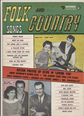 Folk and Country Songs Magazine Vol. 02 # 06 Nov 1957 Johnny Cash Jude Carter - Image 1 of 3