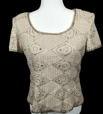 Top vintage con cuentas de seda BlackTie de Oleg Cassini talla grande Foto 1 de 4