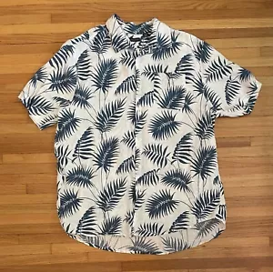 Saks Fifth Avenue Shirt Mens 2XL 100% Linen Striped Button Up Hawaiian - Picture 1 of 8