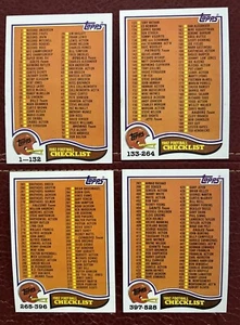 1982 Topps Football Checklist Lot of 4 UNMARKED Cards 525-526-527-528 EX-MT - Bild 1 von 2