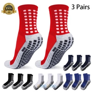 3Pairs Anti Slip Non Skid Slipper Hospital Sports Socks w/ Grips Unisex Adults - Picture 1 of 34