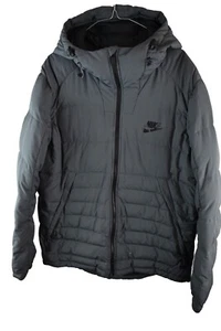NIKE piumino grigio imbottito taglia XL uomo full zip cappuccio puffer casual outdoor - Foto 1 di 10