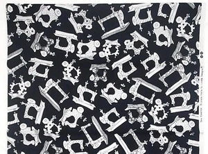 "COSER ESENCIAL" Negro/Blanco MÁQUINAS DE COSER Loralie Harris Designs TELA 11/2 yardas - Imagen 1 de 3