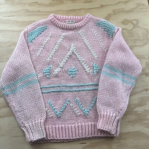 vintage hand knit chunky sweater pink 80’s Acrylic women’s M - Picture 1 of 7