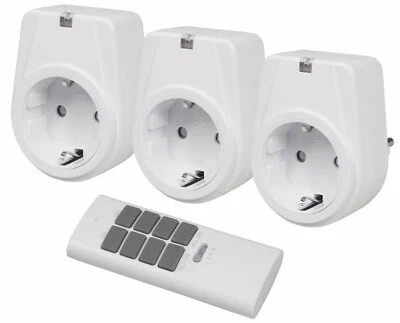 Funksteckdosen mit Fernbedienung 3er Set Funksteckdose Funk Steckdosen max. 30m - Bild 1 von 4