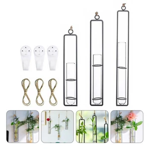 3 Kits Hanging Test Tube Vase Window Flower Arrangement Bottle Wall - Picture 1 of 12