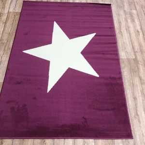 QUALITY PURPLE CREAM KIDS LOUNGE BEDROOM RUG 100cm x 150cm (782) - Picture 1 of 4