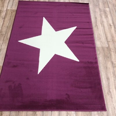 QUALITY PURPLE CREAM   KIDS  LOUNGE BEDROOM RUG 120cm x 170cm (11) - Image 1 of 4