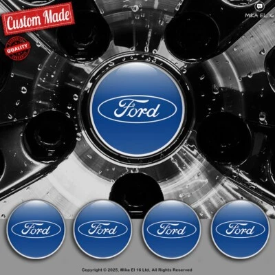 Ford Decals Set of 4 3D Gel Silicone Center Wheel Caps Stickers - Image 1 of 3