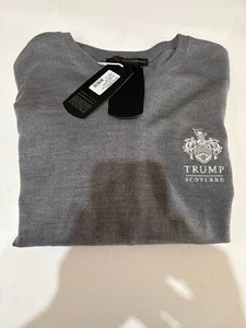 SUÉTER DE LANA MERINO GREG NORMAN - XL - TRUMP Escocia LOGO NUEVO Gris - Imagen 1 de 8