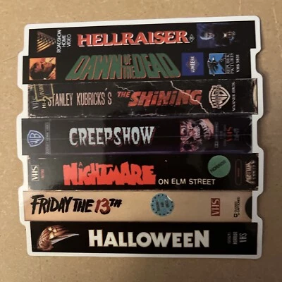 80's Horror VHS Stack Sticker Steven King Halloween Nightmare On Elm Street - Image 1 of 4