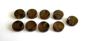 9/pcs Buttons Small Size Diameter=7/16" (11mm)) 4 Holes light Brown/dark Brown - Picture 1 of 4