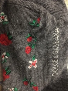 Dolce And Gabbana Girls Tights Grey/red Roses Blossom/green Size 10-12 - Picture 1 of 6