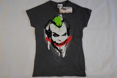 BATMAN ARKHAM CITY JOKER GRAFFITI FACE LADIES SKINNY T SHIRT OFFICIAL VIDEO RARE - Image 1 of 4