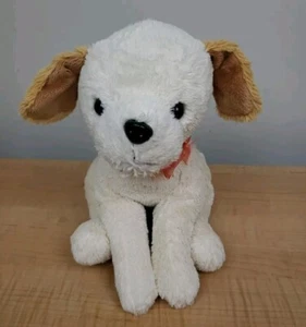 Cozums Aldi Welpe Hund Plüsch cremefarben mit hellbraunen Ohren rotes Band 14 Zoll 2012 - Bild 1 von 14