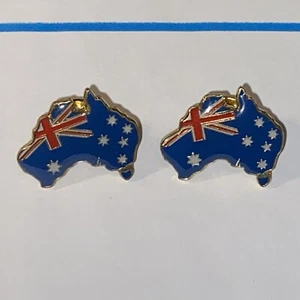 2 X AUSTRALIA (AUSTRALIAN) MAP FLAG LAPEL GOLD PLATED PIN / HAT/ BADGE/ BROOCH - Picture 1 of 4