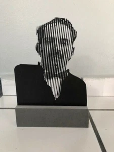 Pedro Albizu Campos Politician Black Matting Board/Grey Quartz Stone Sculpture - Picture 1 of 3