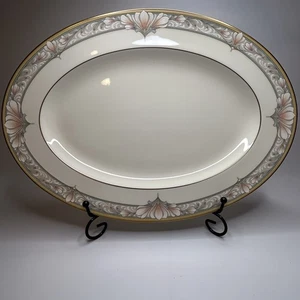 "Plato para servir vintage Noritake Barrymore 9737 14"" azul ovalado/rosa floral" - Imagen 1 de 6